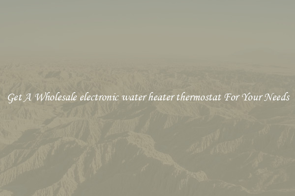 Get A Wholesale electronic water heater thermostat For Your Needs